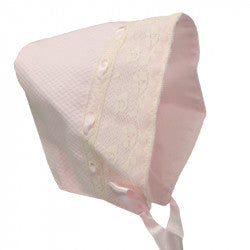 GIRLS PIQUE DRESS WITH LACE, KNICKER AND CAP PEEK A BOO