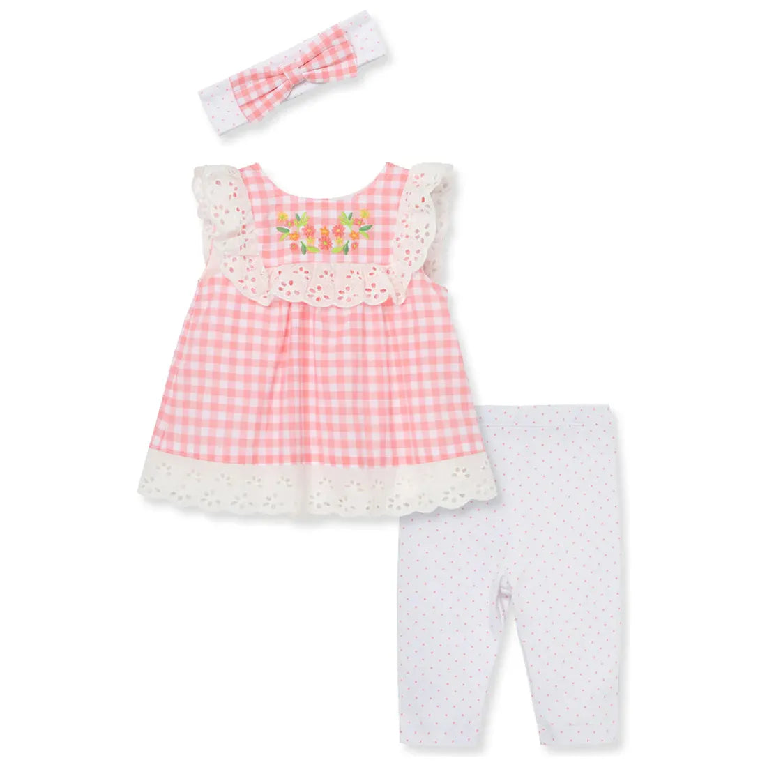 gingham eyelet woven tunic set