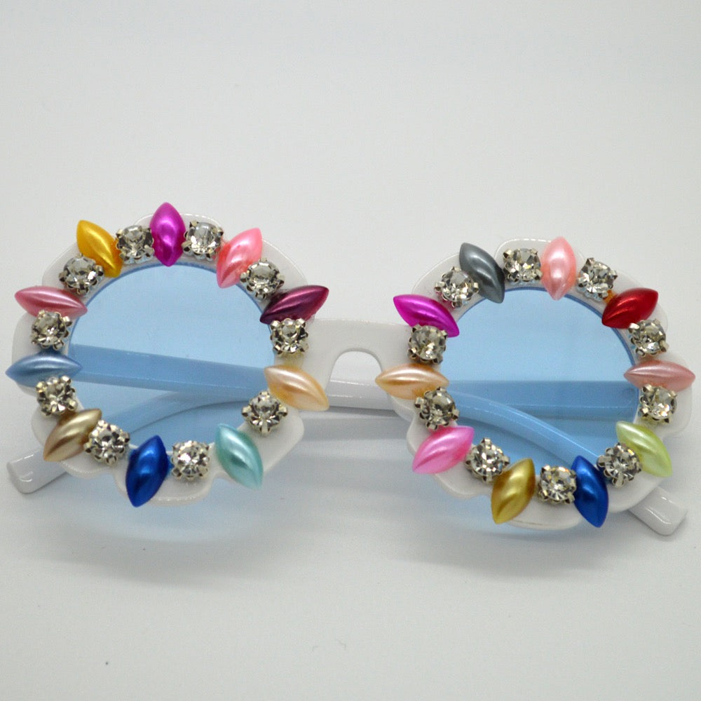 White Colorful Sunglasses PEEK A BOO