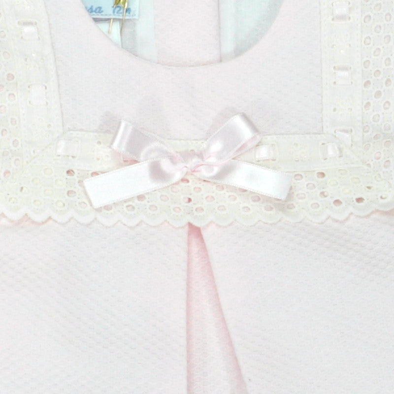 pique pink a line dress peek a boo