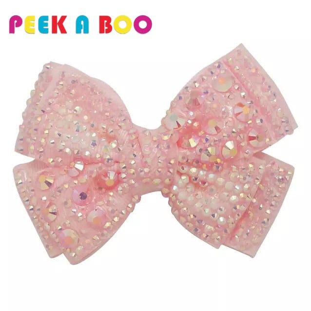 4" Rhinestone Hair Bow PEEK A BOO