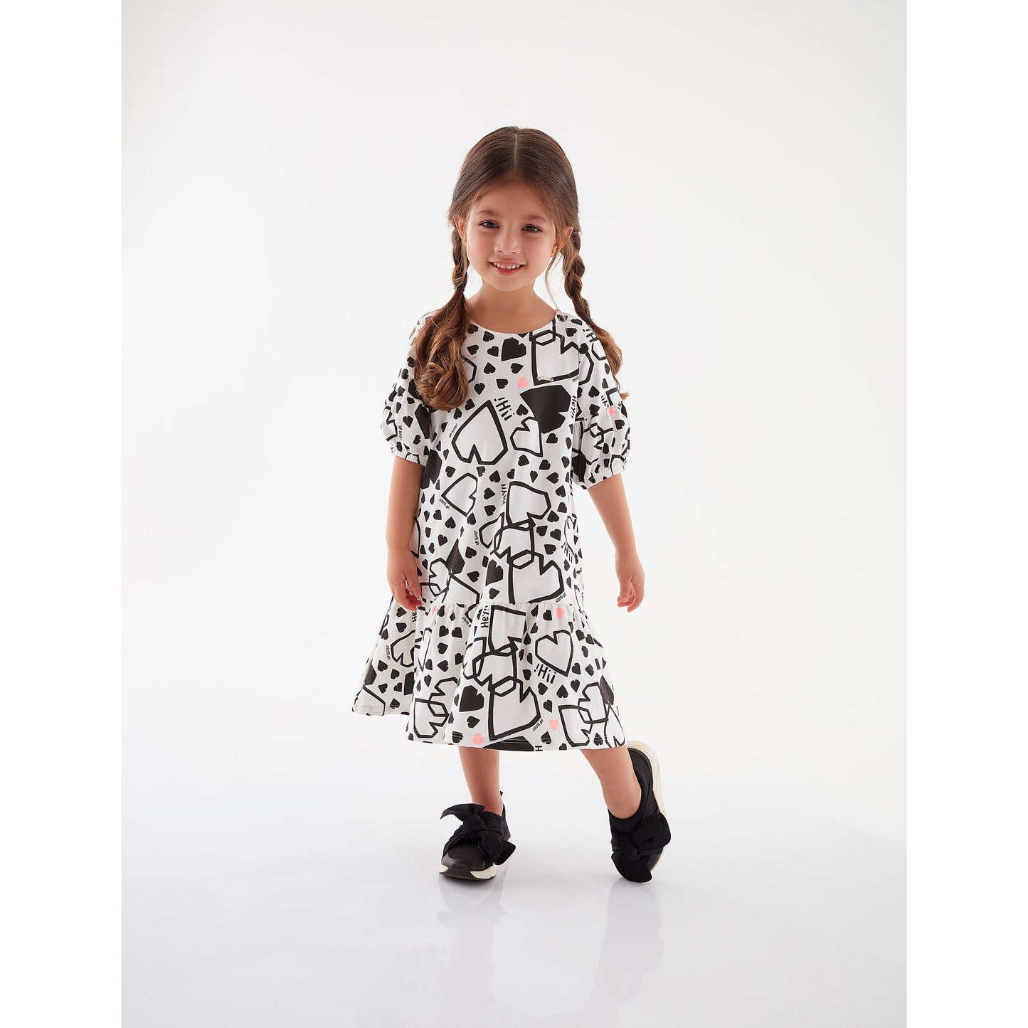 hearts all around b&w dress