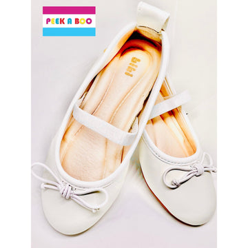 Bibi White Leather Ballerina PEEK A BOO