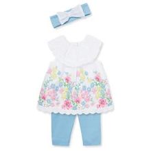 Floral Border Woven Infant Tunic Set PEEK A BOO