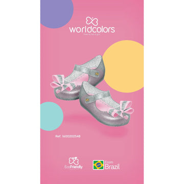 Silver & Pink Bow Ballerinas PEEK A BOO