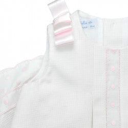 Girls Pleated Pique Dress With Knicker And Cap PEEK A BOO