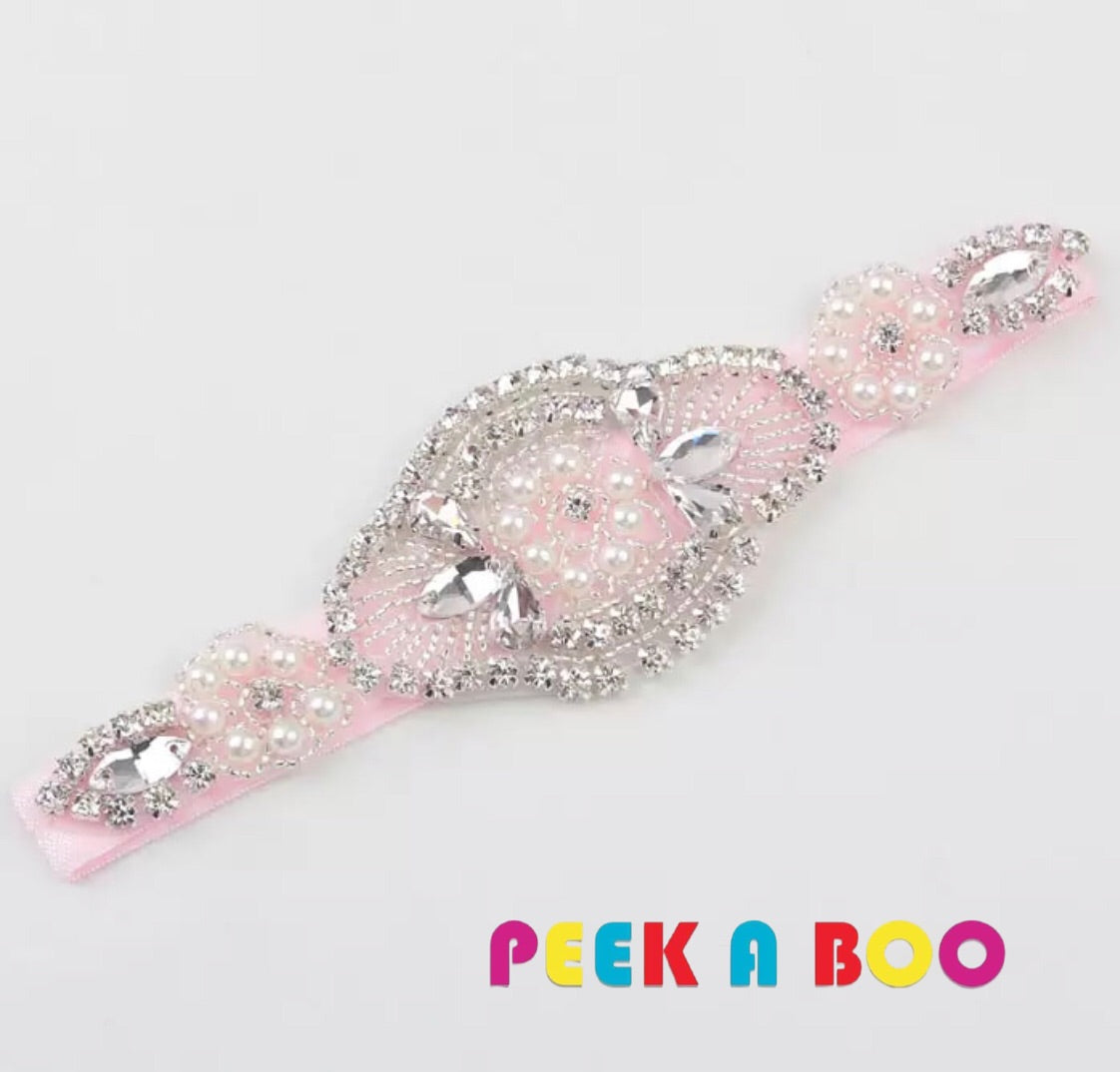 pearls and rhinestone appliqué headband