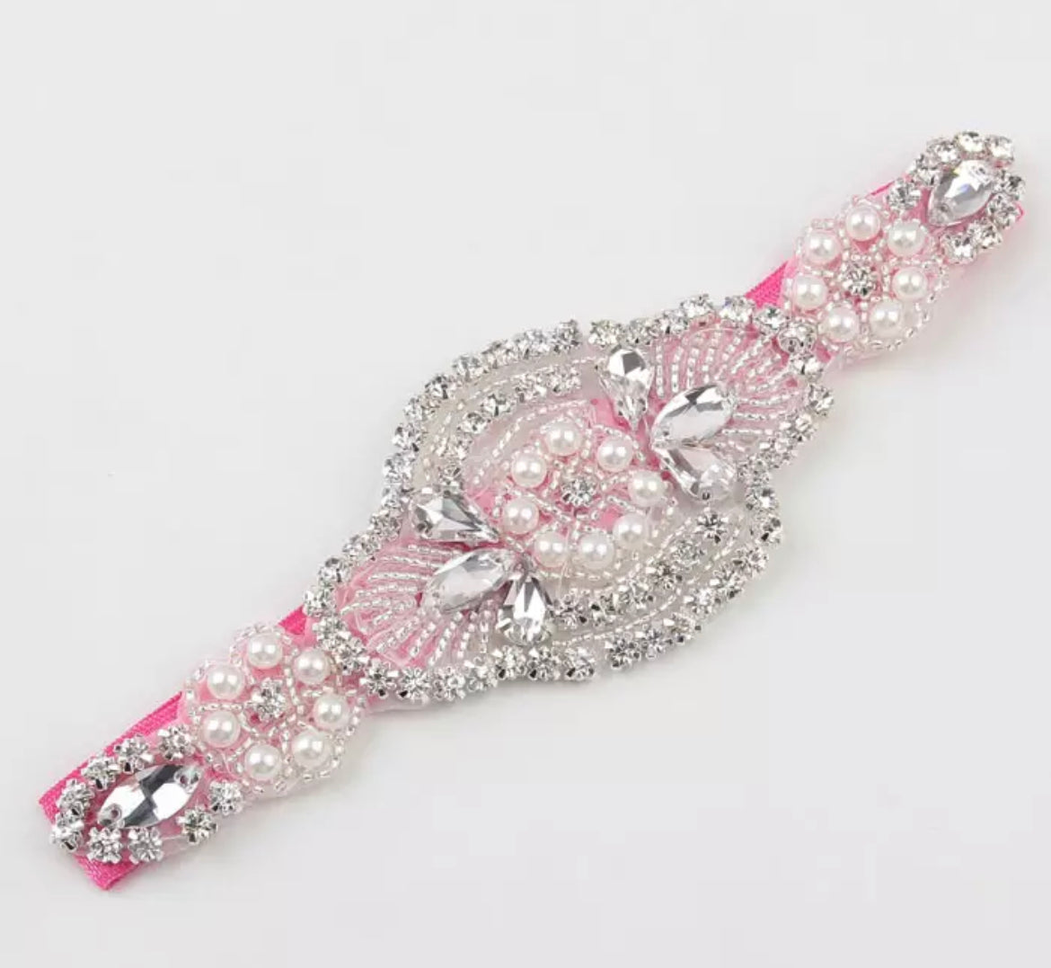 pearls and rhinestone appliqué headband