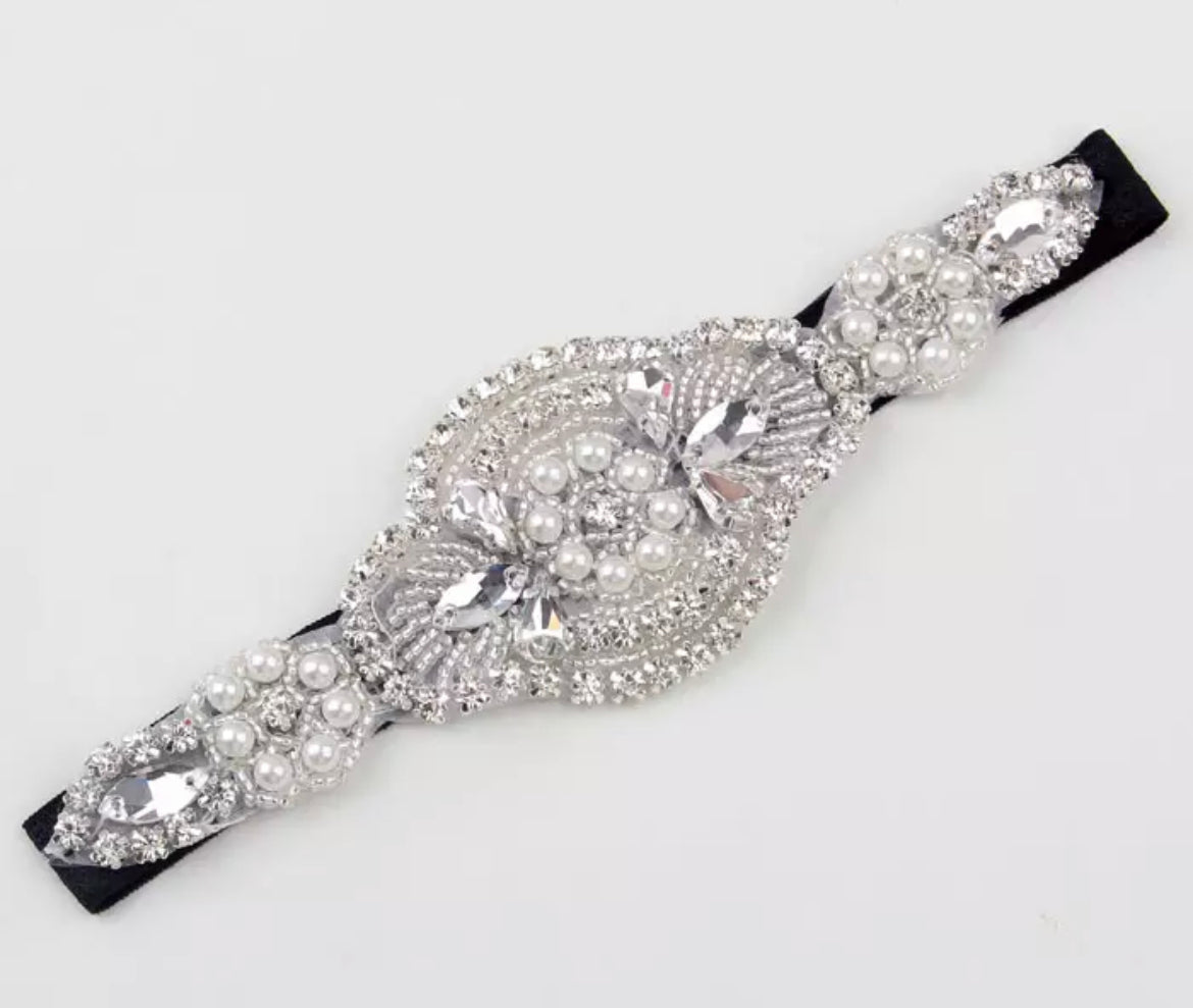 pearls and rhinestone appliqué headband