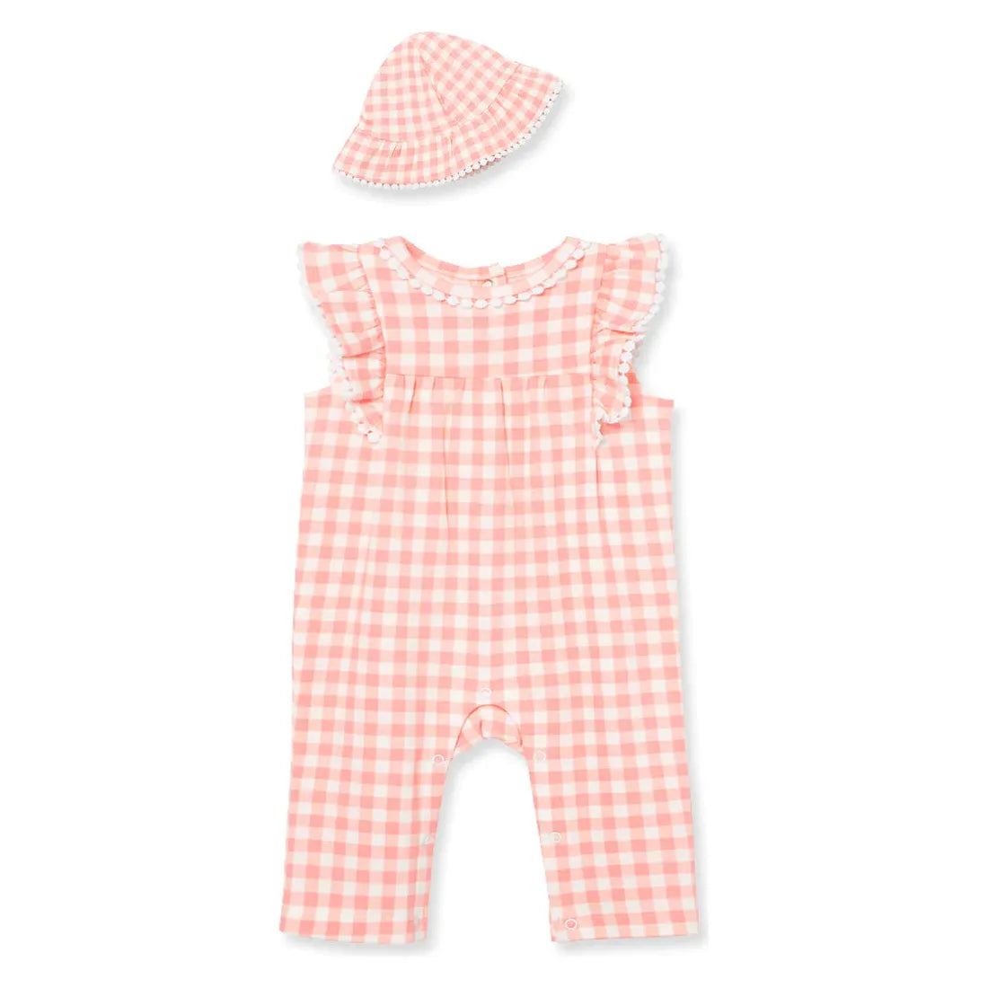 gingham infant jumpsuit and hat