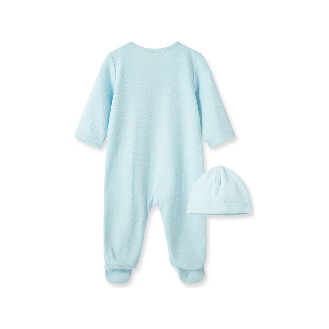 Blue Welcome to the World Footed One-Piece & Hat PEEK A BOO
