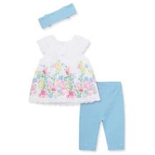 Floral Border Woven Infant Tunic Set PEEK A BOO