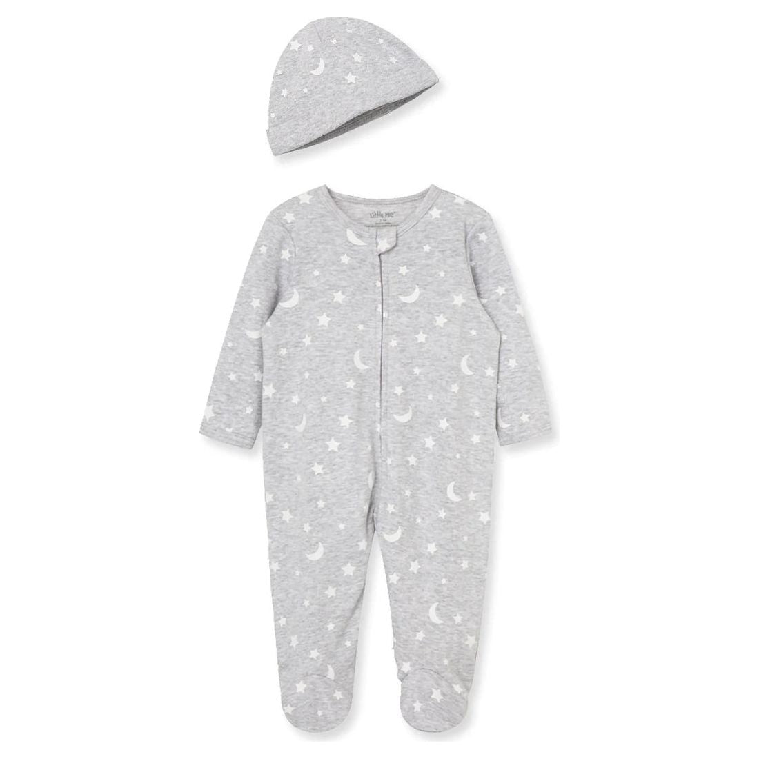 moon & stars footed one-piece and hat