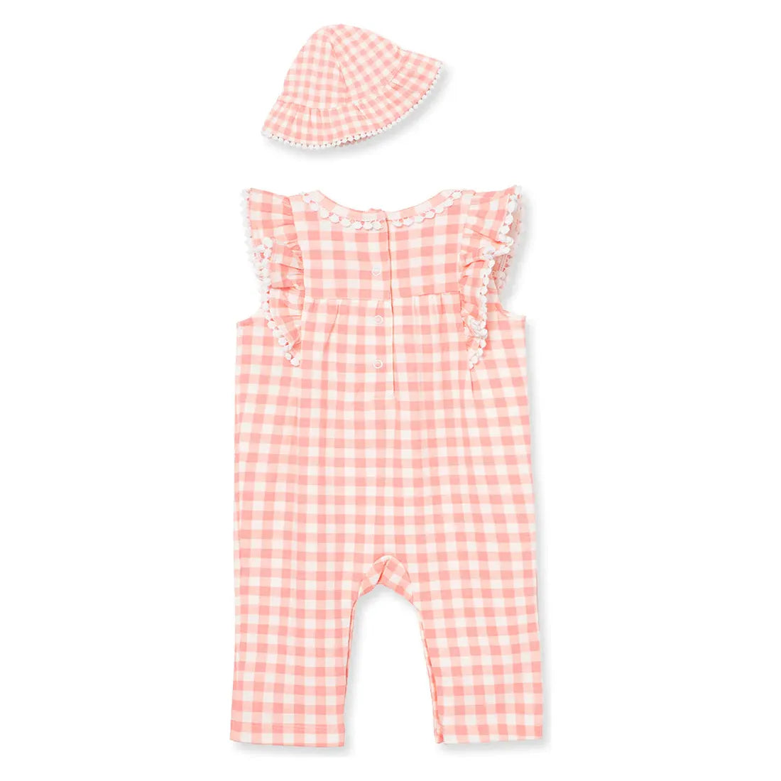 gingham infant jumpsuit and hat
