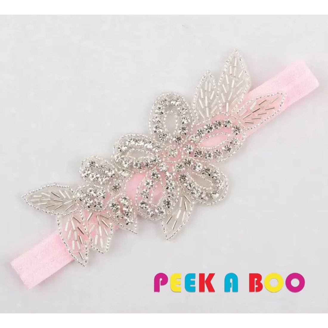 Rhinestone Flowers Baby Headband PEEK A BOO