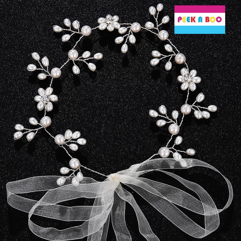 pearls flowers delicate headband