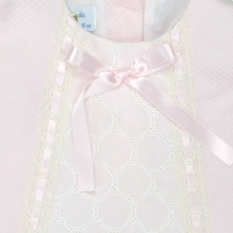 GIRLS PIQUE A LINE LACE DRESS WITH KNICKER AND BONNET PEEK A BOO