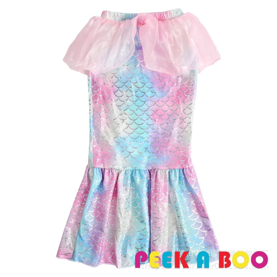 Girls Mermaid Swimsuit Four-piece PEEK A BOO
