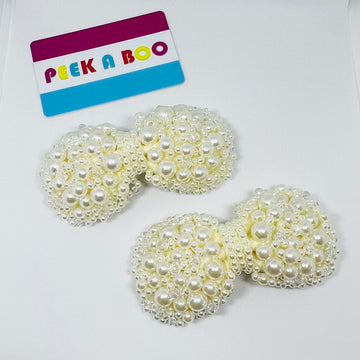 All pearls hair clip bow PEEK A BOO