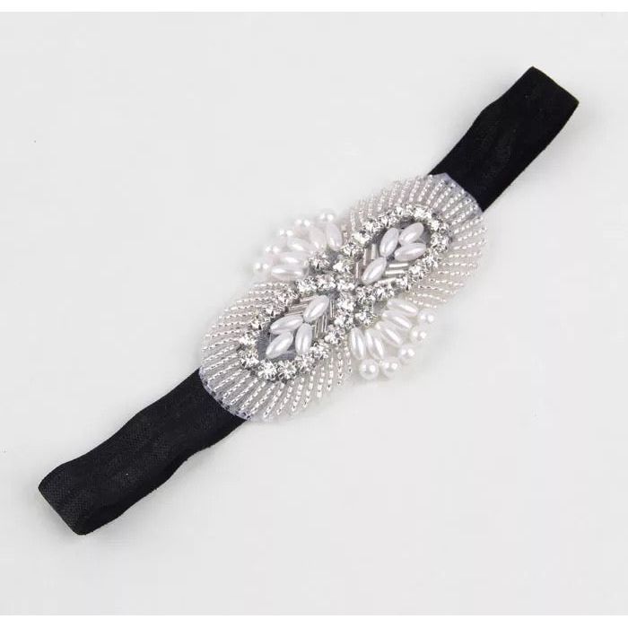 Baby pearls appliqué headband PEEK A BOO