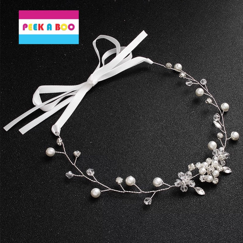 pearl and crystal hair piece peek a boo