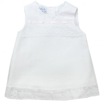 GIRLS PIQUE DRESS WITH LACE PEEK A BOO