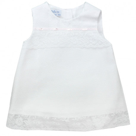 GIRLS PIQUE DRESS WITH LACE PEEK A BOO