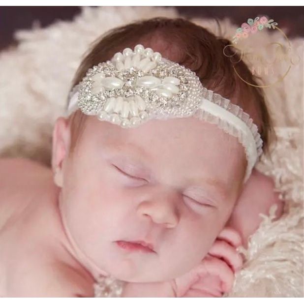 baby pearls appliqué headband