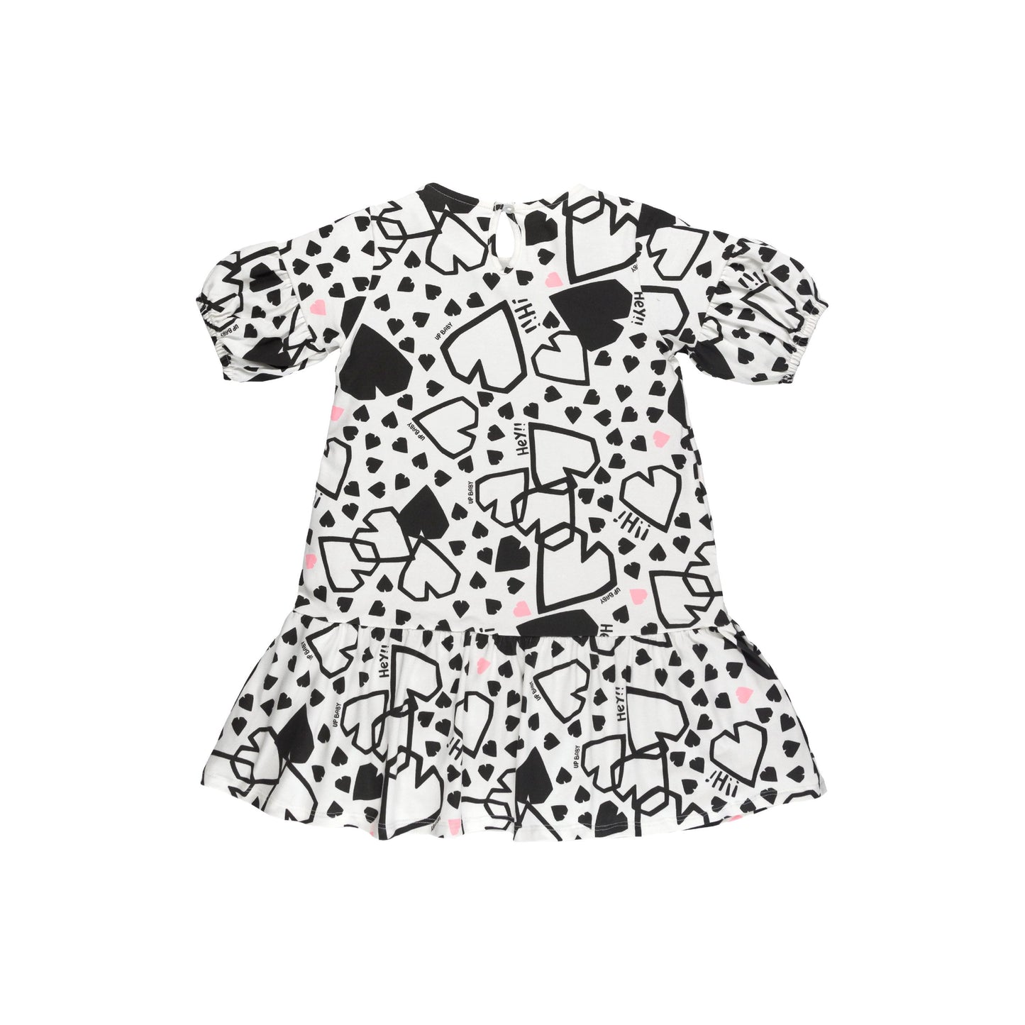 hearts all around b&w dress
