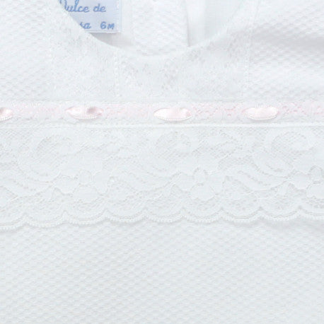 GIRLS PIQUE DRESS WITH LACE PEEK A BOO