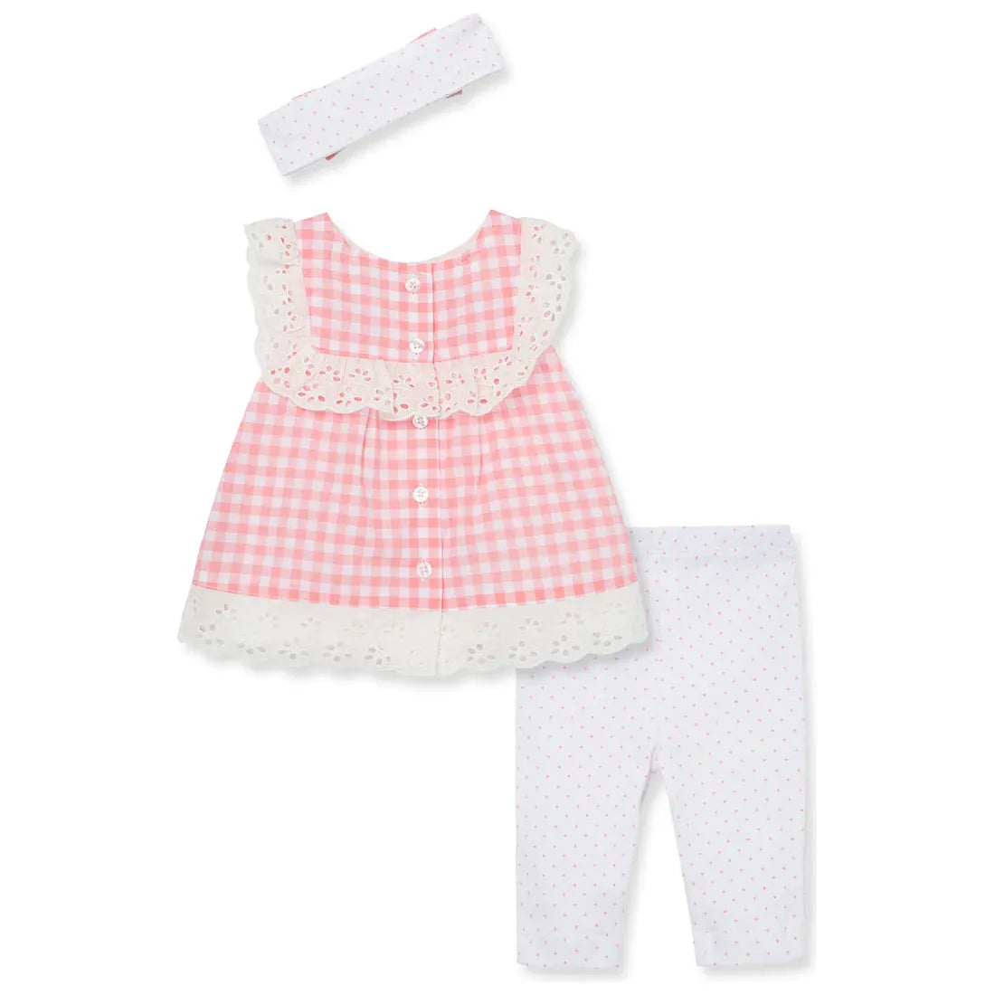 gingham eyelet woven tunic set