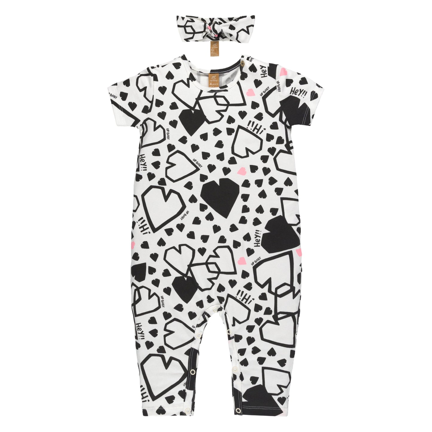 hearts all around b&w jumpsuit