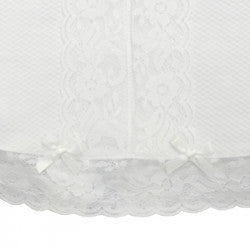 Pique white girls dress with lace PEEK A BOO