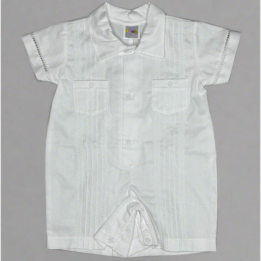 Christening Guayabera Romper Boy