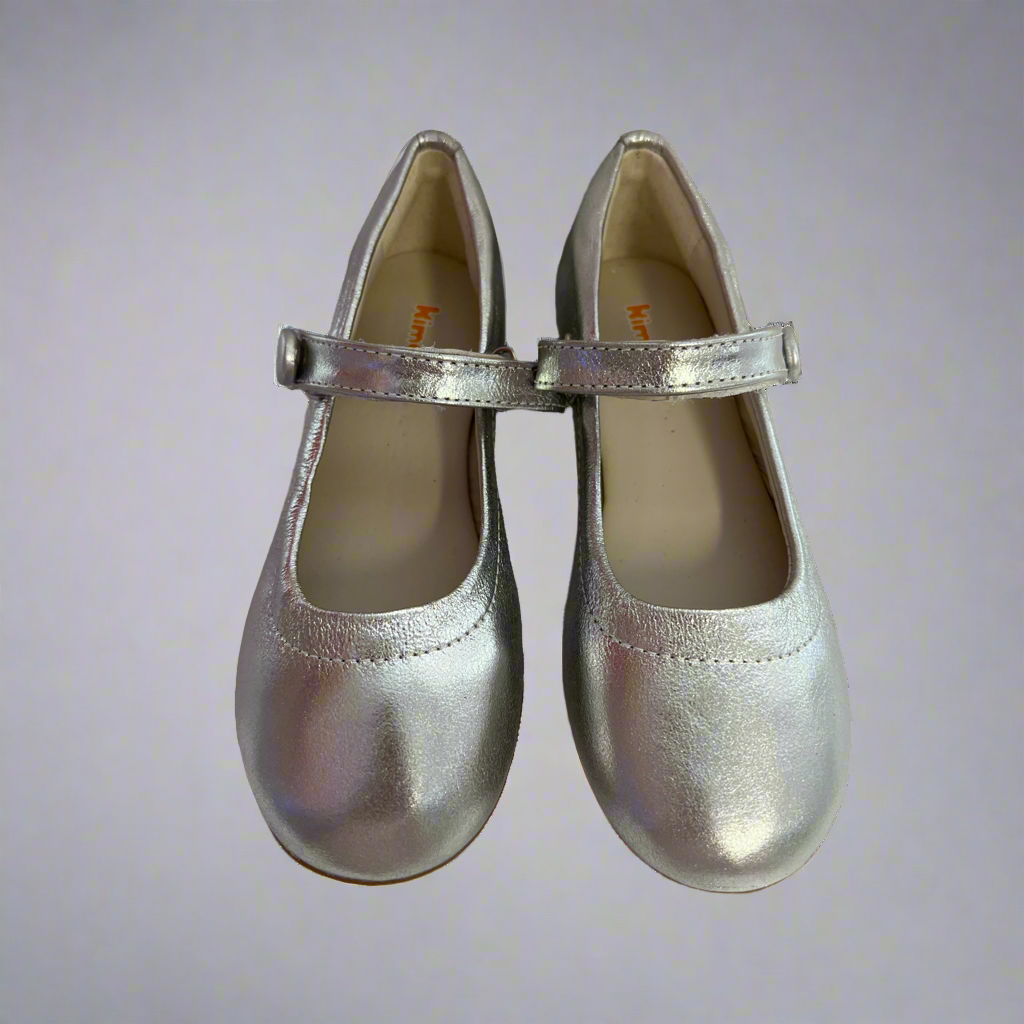 Silver  Leather Ballerina PEEK A BOO