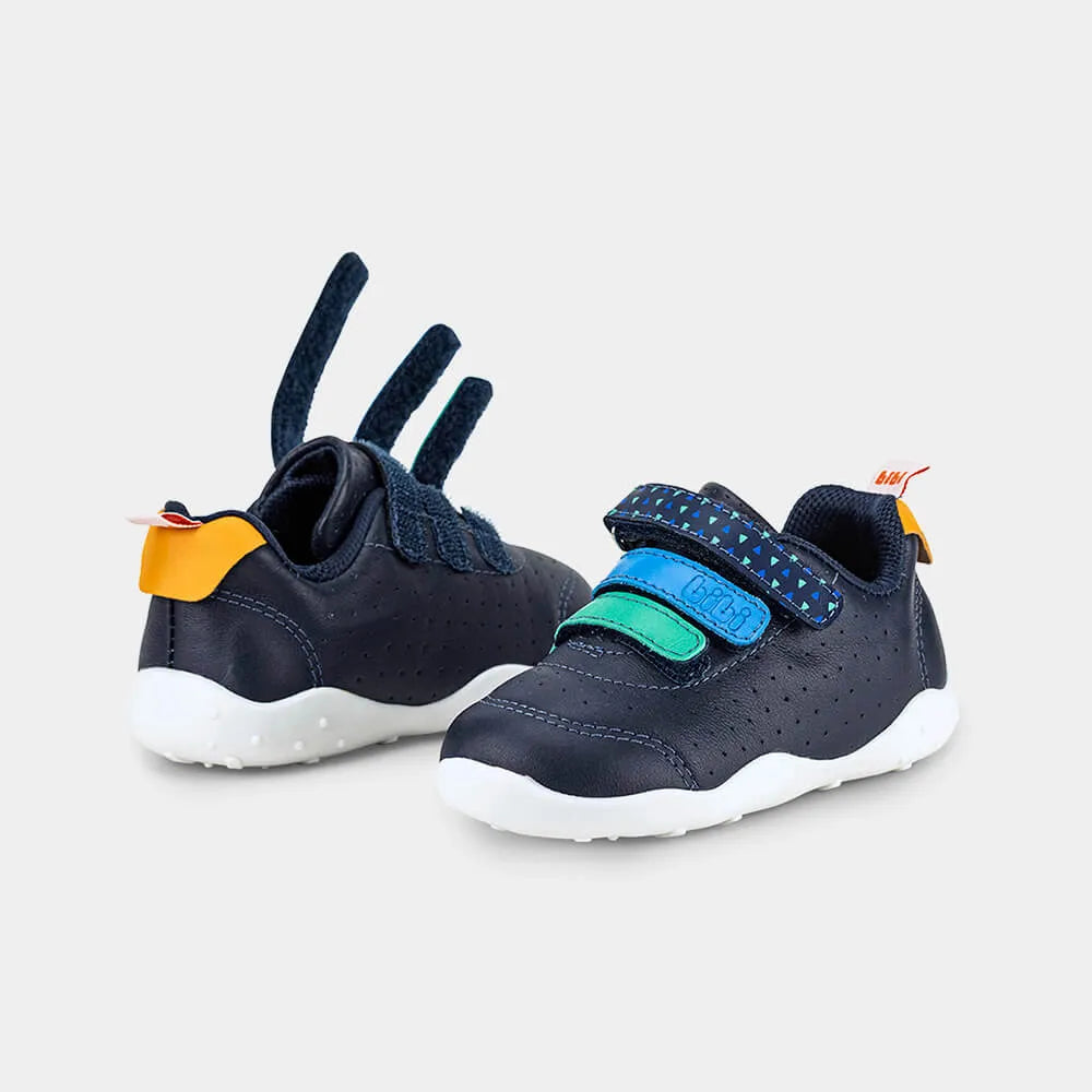 navy blue strappy children's sneakers