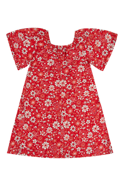 Red Flowers jersey dress