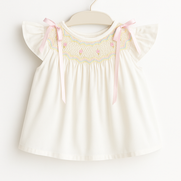 Ivory Smocked “Jesucito” Baby Dress PEEK A BOO