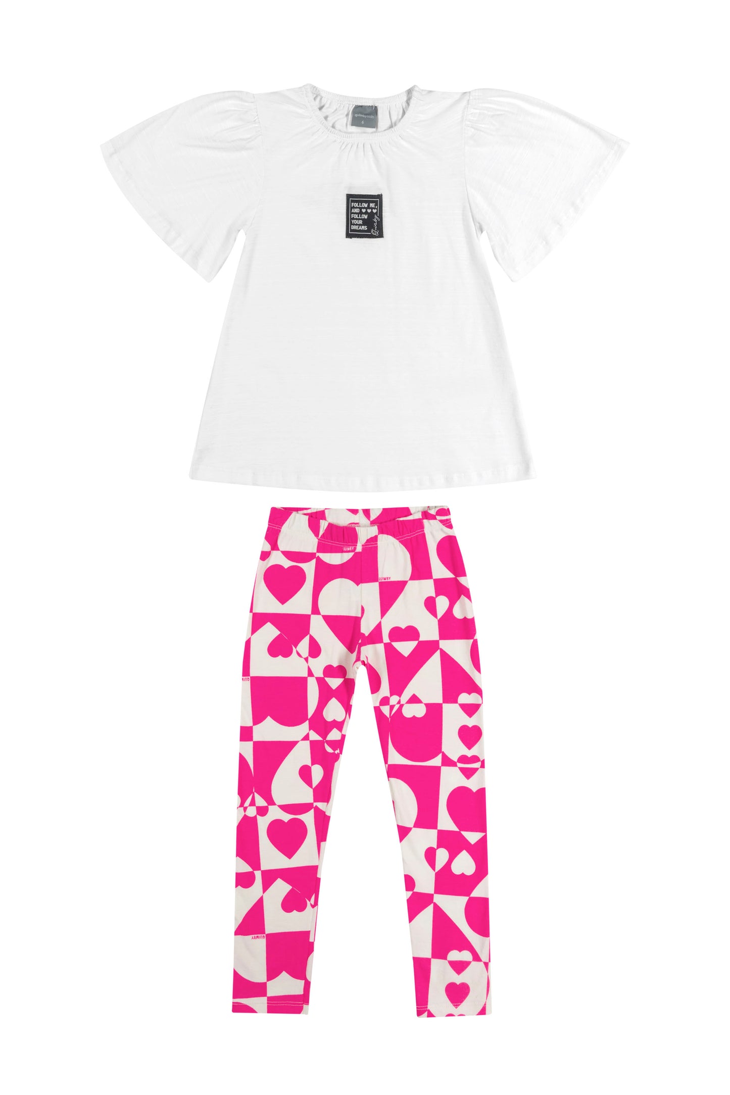 set pink heart leggings