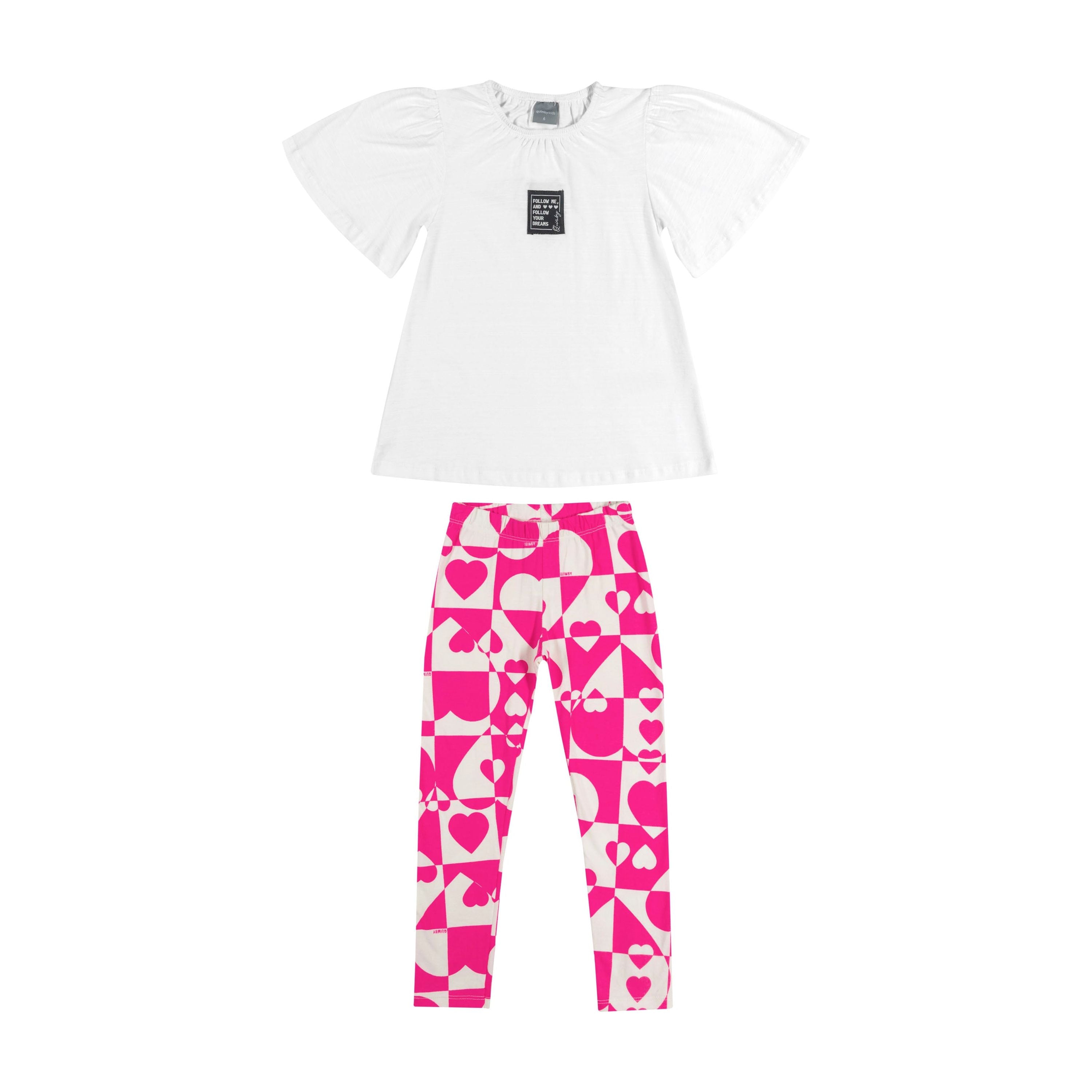 Set pink heart leggings PEEK A BOO
