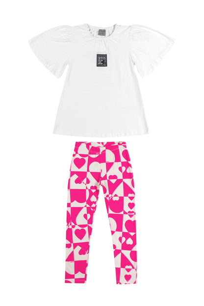 Set pink heart leggings