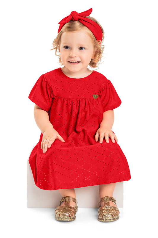 Red Baby Laise Dress with Headband