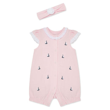 Pink Sailboat Romper & Headband PEEK A BOO
