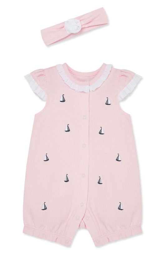 Pink Sailboat Romper & Headband