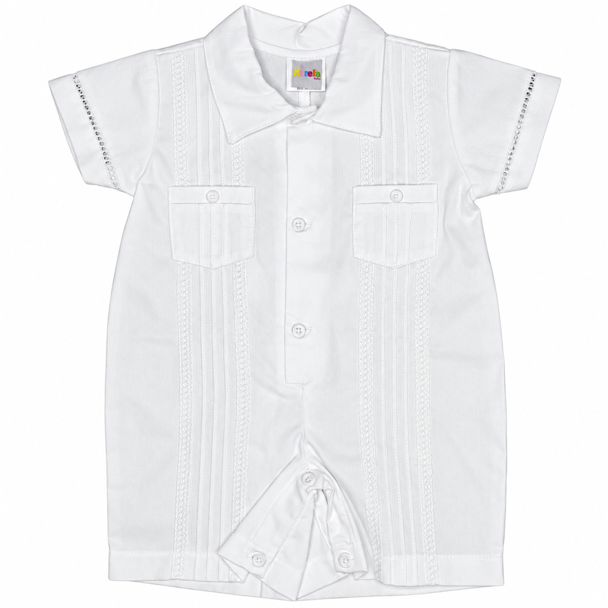 Christening Guayabera Romper Boy PEEK A BOO