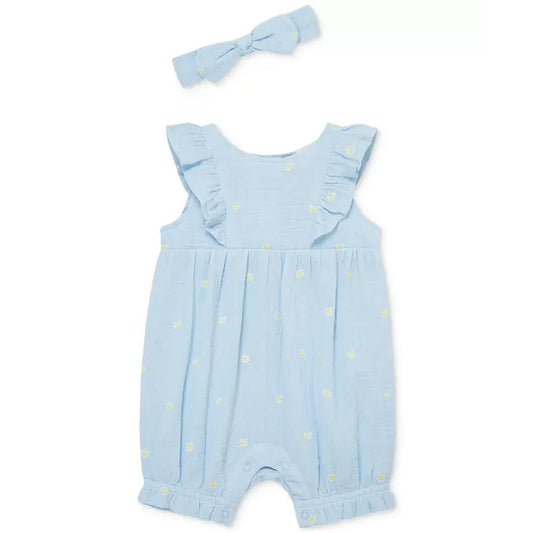 Cotton Gauze Daisy Romper & Headband