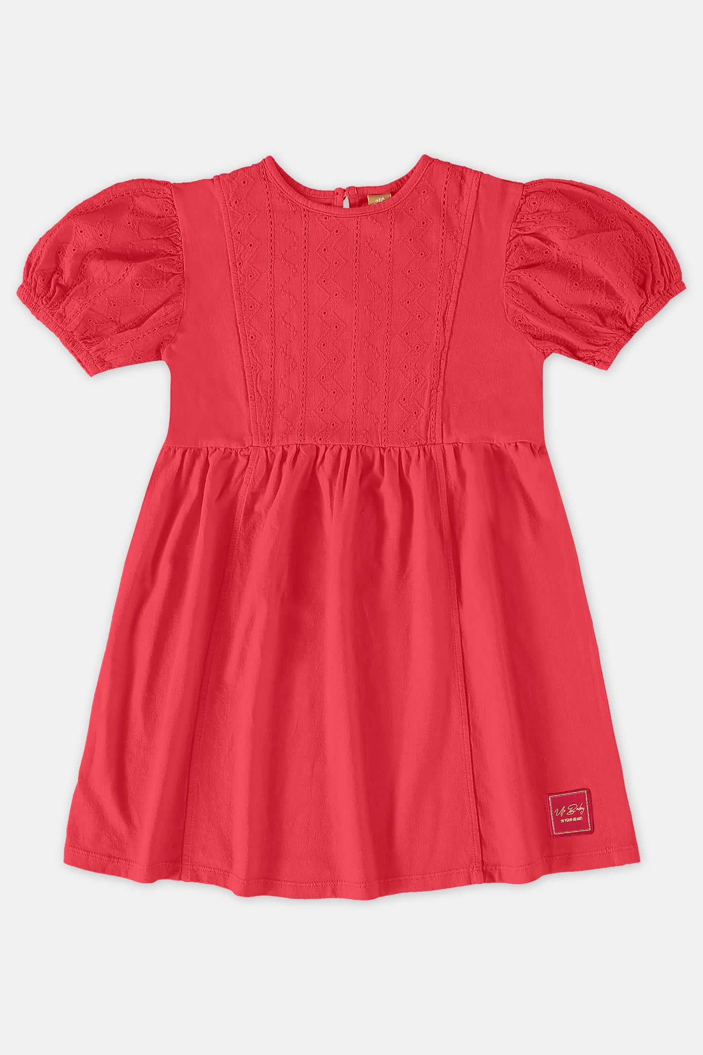 red laise knit dress