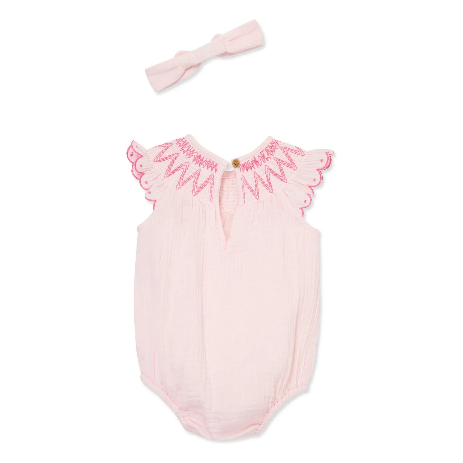 Smocked Gauze Bubble & Headband Set PEEK A BOO