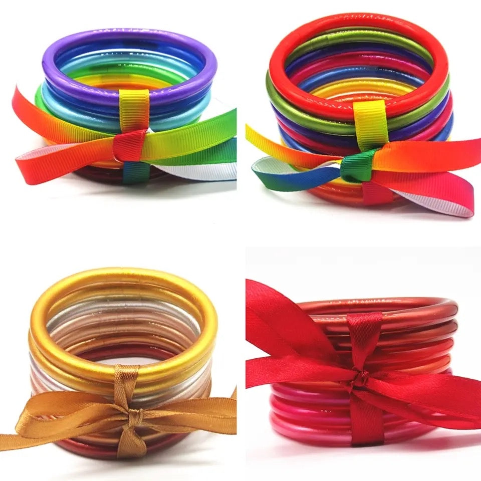 7pcs/Set  Bowknot Jelly Bangle PEEK A BOO
