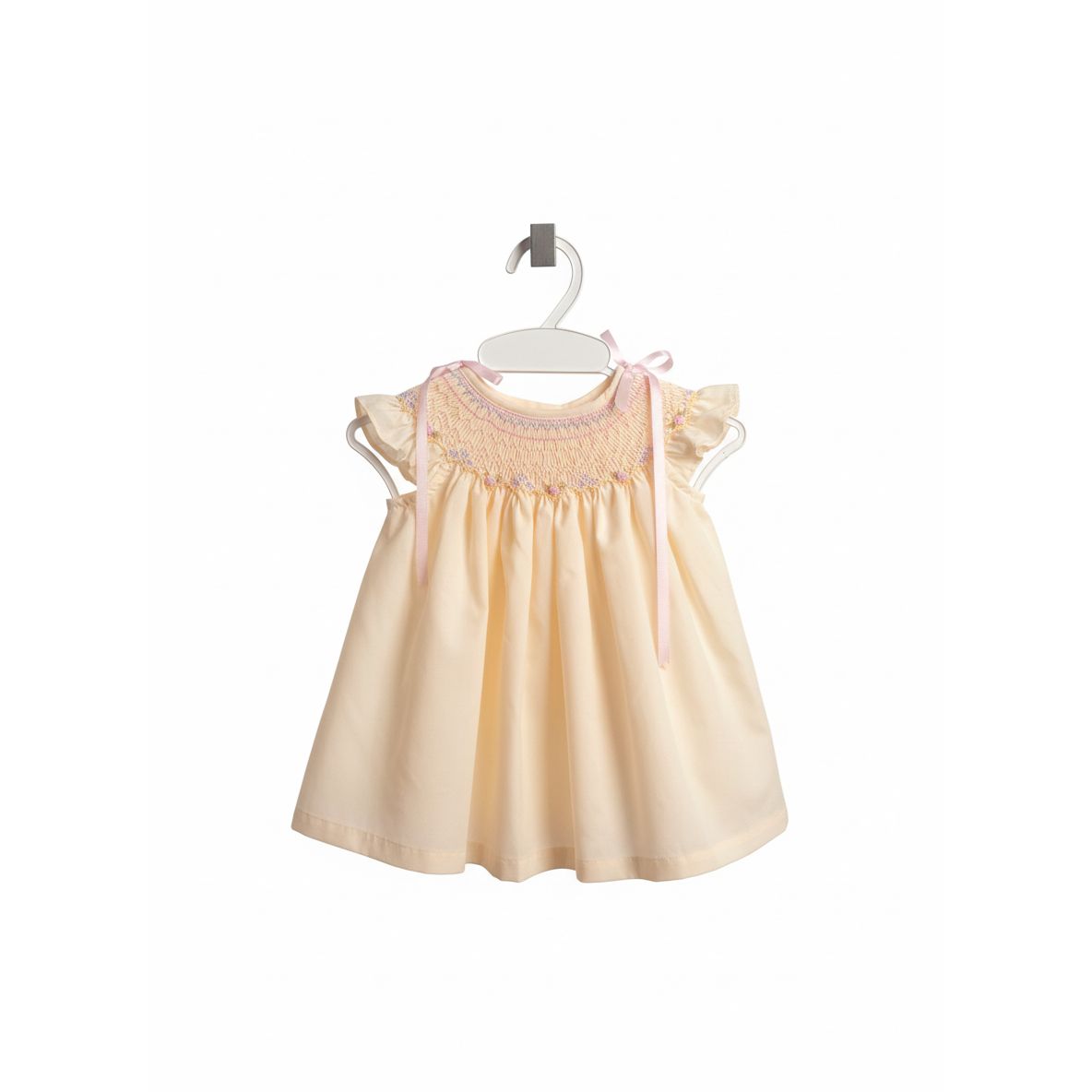 Cream Smocked “Jesucito” Baby Dress PEEK A BOO